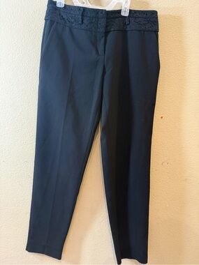 N°21 Black Straight Leg Pants with Lace-Trim Waistband